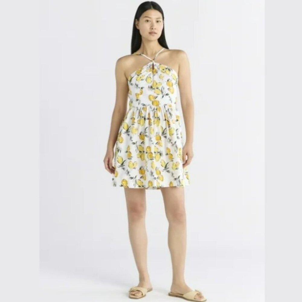 Free Assembly Lemon Halter Mini Dress Sz XS